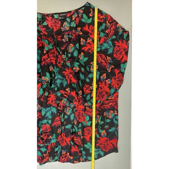 WOMEN'S TORRID GEORGETTE PINTUCK BUTTON-FRONT BLOUSE FLORAL SIZE 4 - Picture 13 of 16